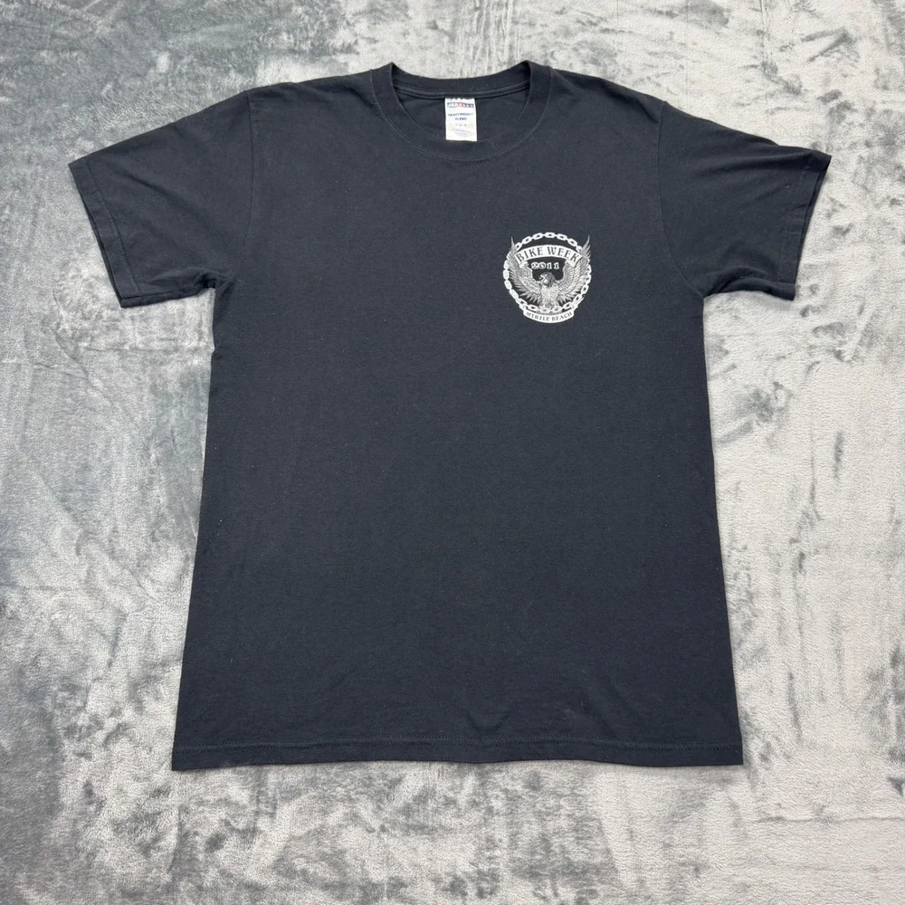 2011 Bike Week Myrtle Beach Eagle Graphic T-Shirt Black Mens Medium Jerzees Tag - Picture 4 of 7